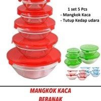 Glass Bowl Set isi 5 / Mangkok Mangkuk Gelas Kaca Susun