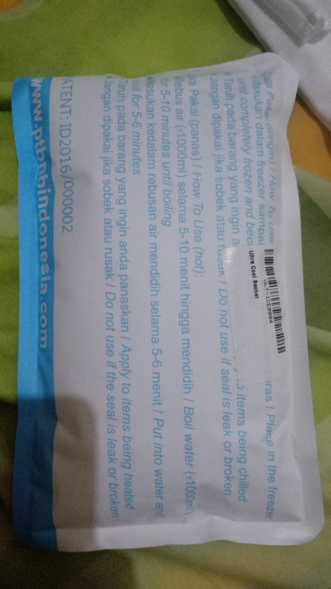 Ultra Cool Sachet Ice Pack Blue Ultracool Pengganti Es Batu 300 Gr