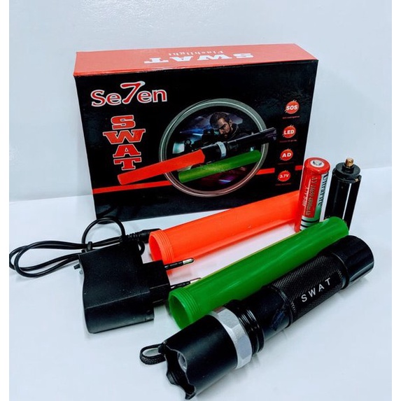 Senter Swat Police 2 Lalin LED Double 2 Cone Flashlight Lalu Lintas