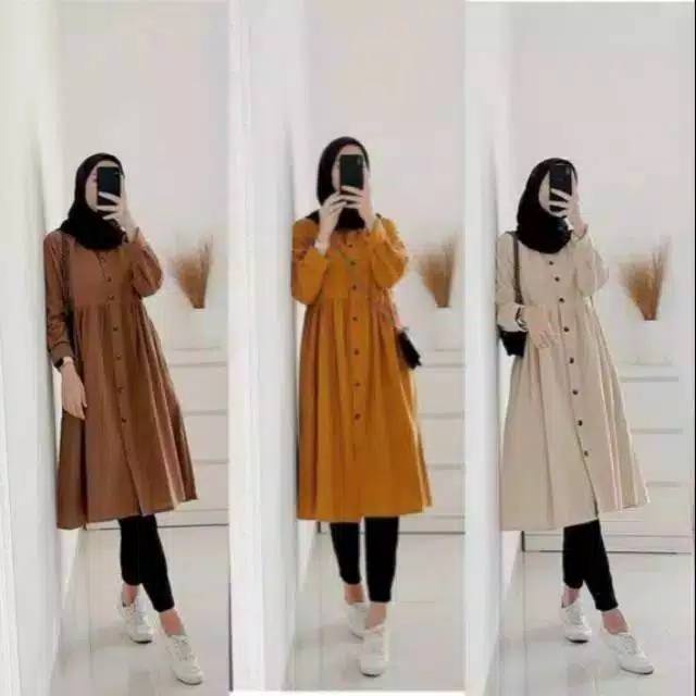 Tq88indonesia Fashion Baju Tunik Busui Kekinian / TUNIK NEDA / TUNIK DZUVIA Full Kancing / Ootd Terbaru / Outfit Citayam