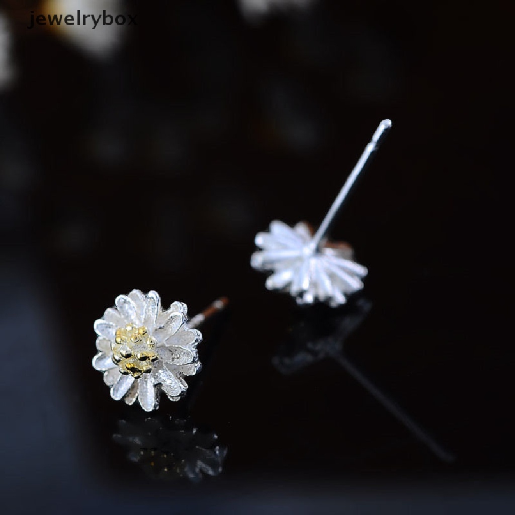 Anting Tusuk Sterling Silver 925 Desain Bunga Aster Chrysanthemum Untuk Wanita