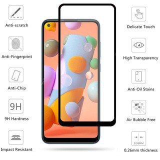 Tempered Glass Full Samsung A11 M11 M21 Screenguard Antigores Kaca Full Cover Pelindung Layar