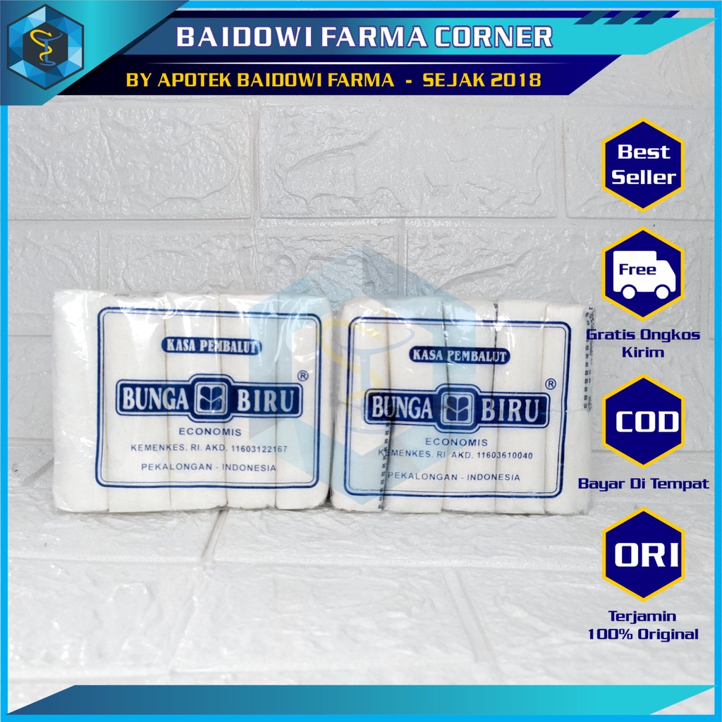 KASA PERBAN / VERBAN BUNGA BIRU 5CM DAN 10CM