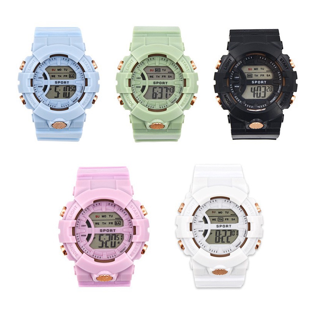 BRGUNIK Jam Tangan Pria Wanita Digital Rubber Sport Bulat LED Couple Anak Remaja JT033