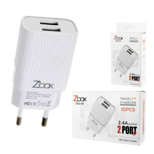 CHARGER / ADAPTOR CAST ZBOX ZX2-04 2USB OUTPUT PLUS KABEL MICRO USB  BOX ISI 10PCS