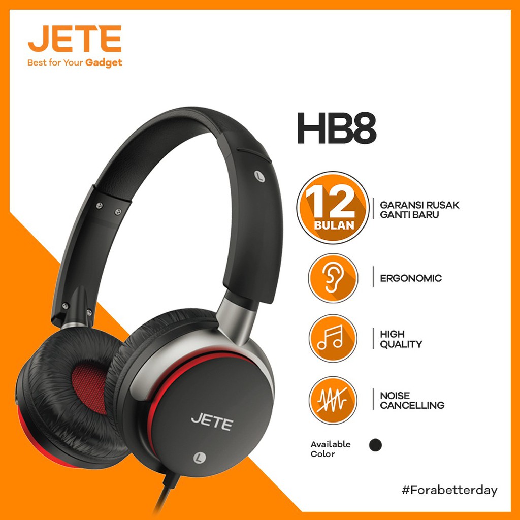 Headset Headphone JETE HB8  Noise Cancelling Original - Garansi 2 Tahun