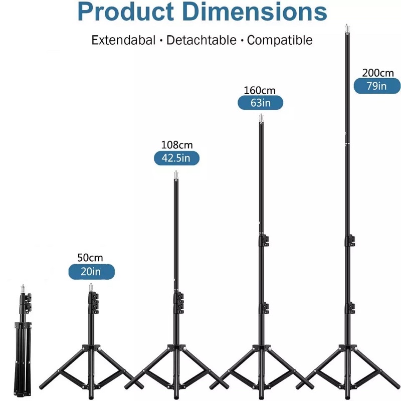 Portable Light Stand Softbox 200cm Tripod 3 Section for Studio Lightning