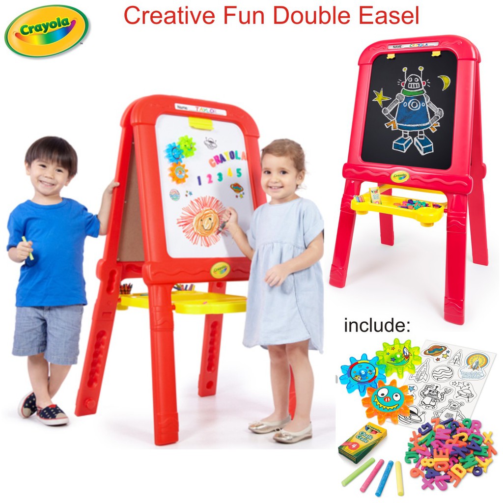 crayola creative fun double easel papan tulis anak white board magnetik