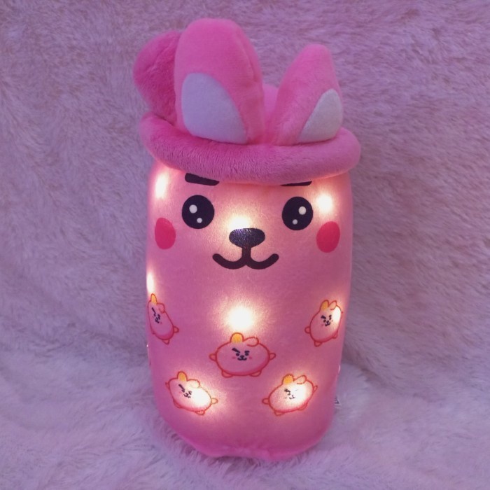 Boneka Boba BTS BT21 Pake LED Bahan Yelvo Tinggi 30 cm Berlabel SNI