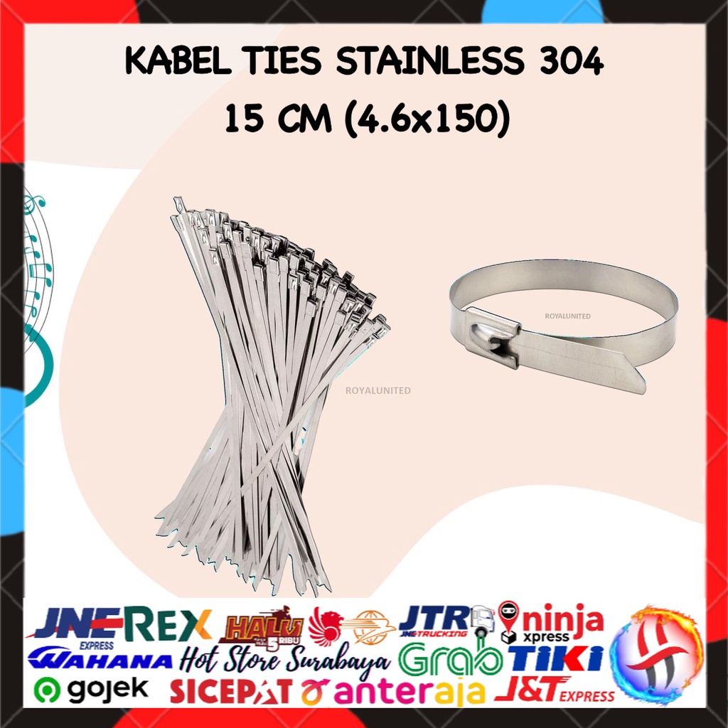 Kabel Ties Stainless Steel Cable Ties 15 cm - Kabel Tis Stainless 4.6x150mm 15cm Stainless Steel 304 High Quality BERKUALITAS