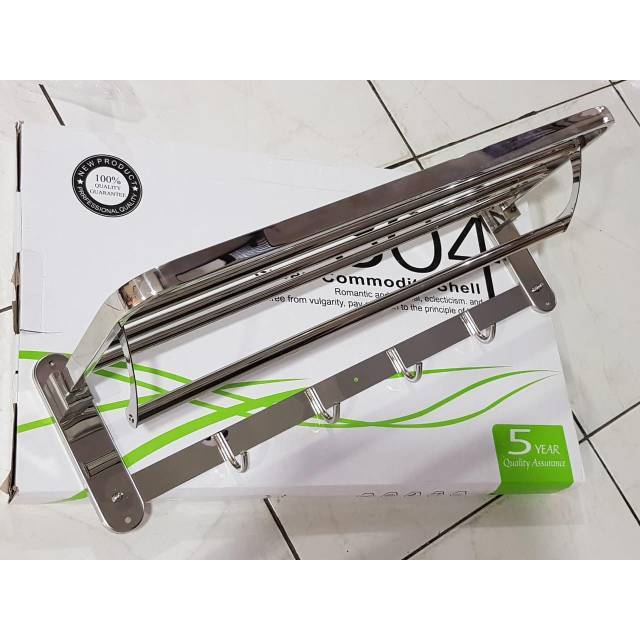 Rak handuk 5 baris lipat hitam / full stainless SUS304 anti karat PROMO