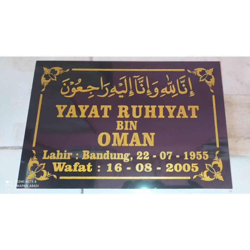 batu nisan / papan nama nisan 20x30cm