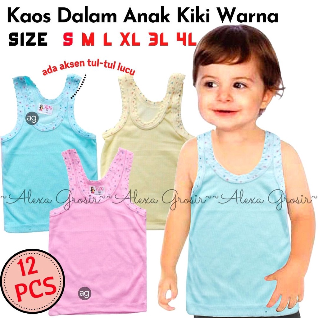 GROSIR 12PCS KAOS DALAM ANAK WARNA SIZE S,M,L,XL,3L,4L MURAH KIKI