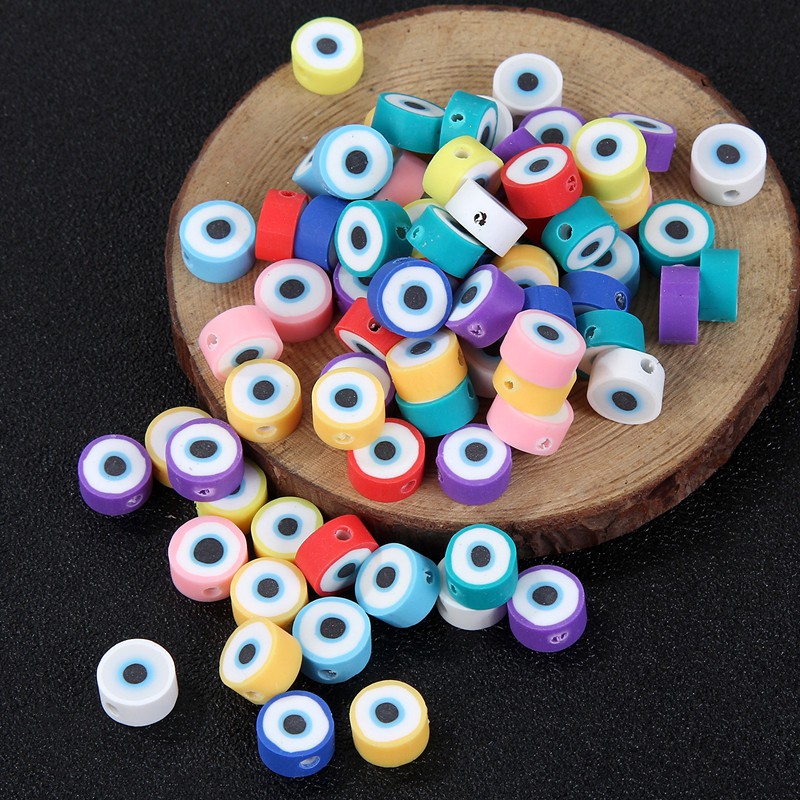 50pcs / Lot 10mm Manik-Manik Mata Iblis Bahan Polymer Clay Diy