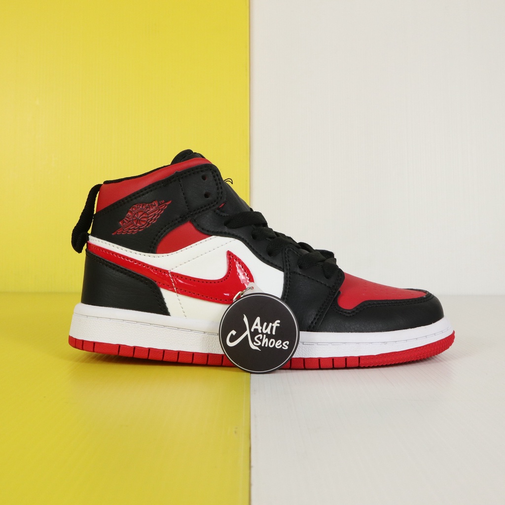 Jual Air Jordan 1 Mid-Black Chilli Red Kids | Shopee Indonesia