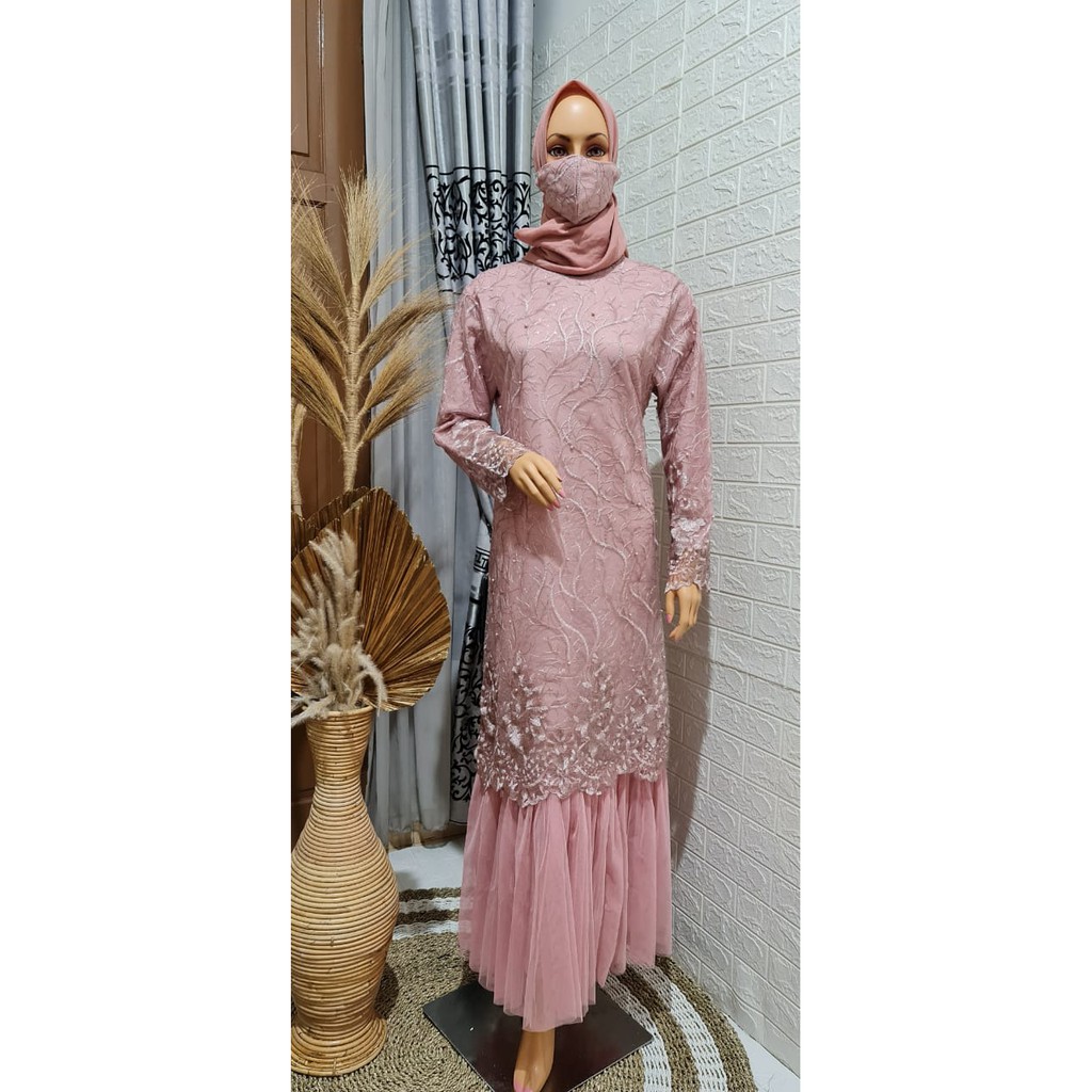 GAMIS TUTU TULLE MUTIARA BORDIR/ GAMIS PESTA / KEBAYA PESTA