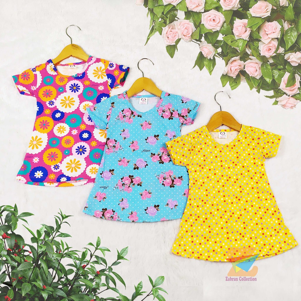 Isi 3 Kaos Dress Anak Lucu ( 1 Sampai 5 Tahun)