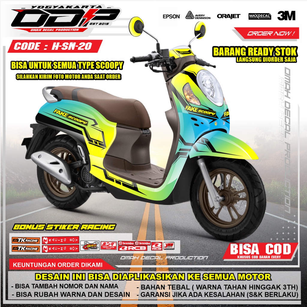 VARIASI aksesoris decal  ALL NEW honda scoopy full body dekal stiker striping honda scopy fi esp 202