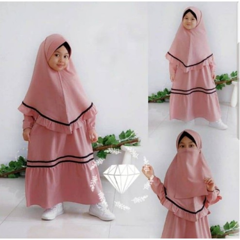 GAMIS ANAK KHODIJAH KID/SET GAMIS ANAK PLUS CADAR/BAJU GAMIS ANAK ABAYA CADAR/Pakaian Anak Cewek Mus