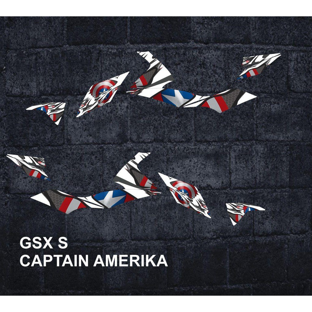 striping stiker motor gsx s captain amerika