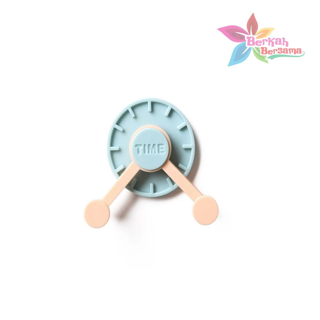 RT104 Gantungan Hanger Hook kunci tempel 2 kait bentuk jam 2 warna rotasi 360ͦͦͦͦ BB6467