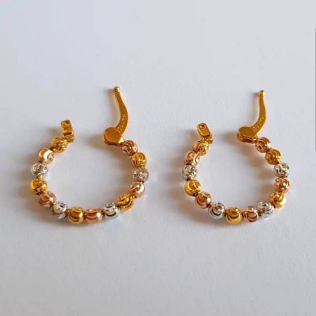 Anting Emas asli model bulat variasi warna