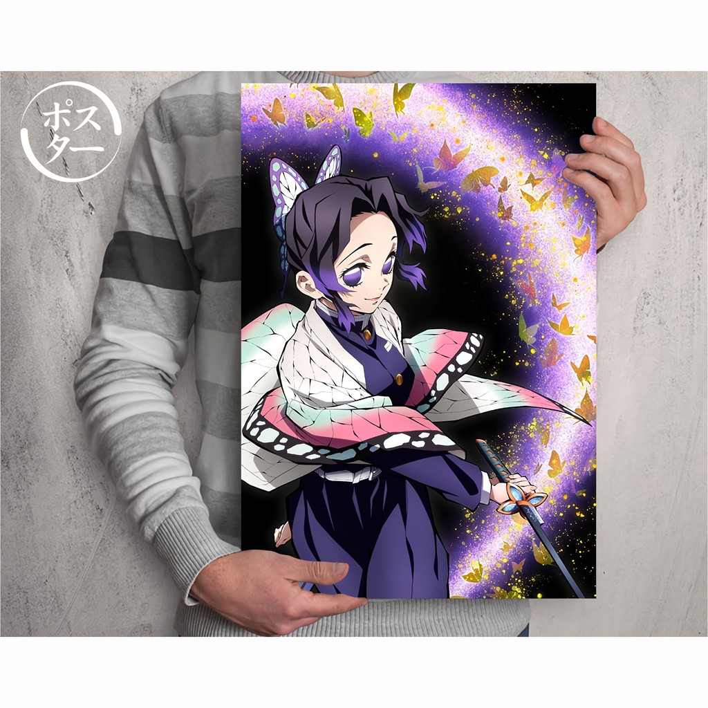 Koleksi Poster Anime Kimetsu no Yaiba - Demon Slayer B - Tanjiro Nezuko Zenitsu Inosuke - Size A3+-Shinobu B