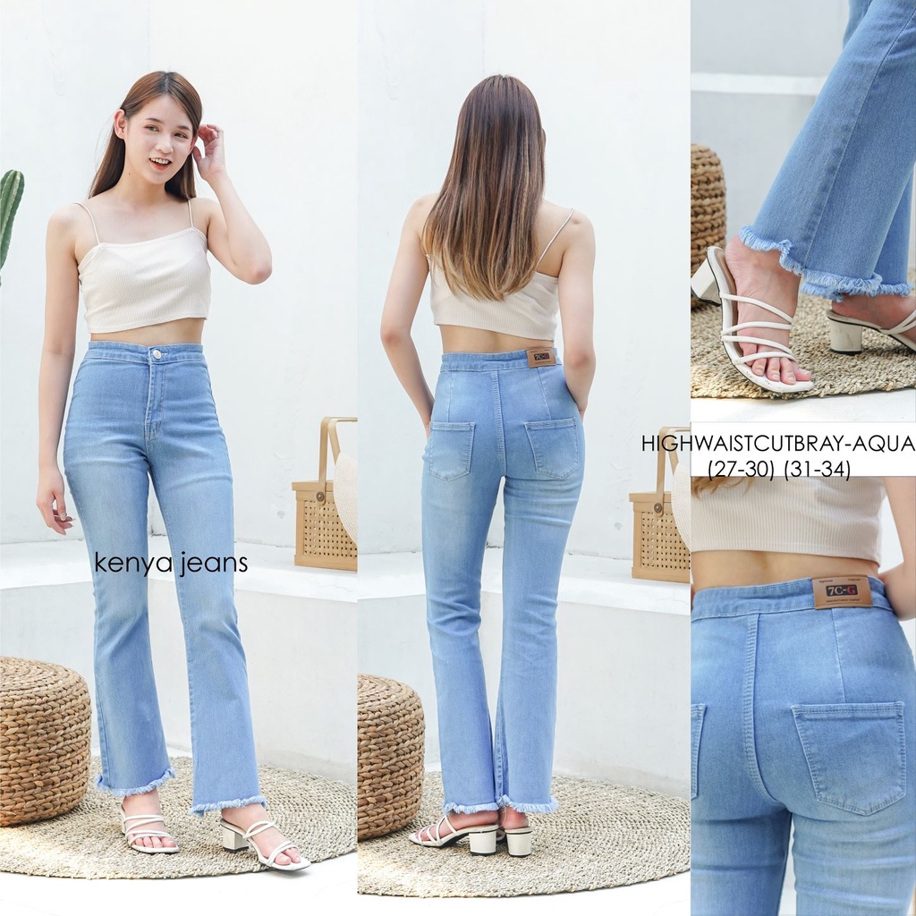 7C-G CELANA JEANS PREMIUM HIGHWAIST CUTBRAY BIRU MUDA /HIGHWAIST BOOTCUT /STREACH JEANS /27 - 34