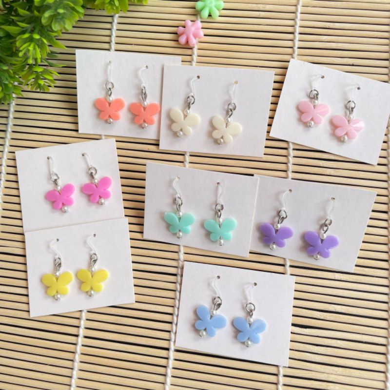 HANDMADE ANTING ANAK KAITAN PLASTIK KUPU2 MINI