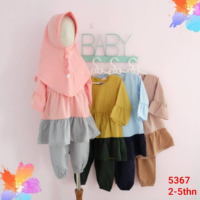 ( BEBEE HOOB ) FE2065 SET GAMIS BAJU MUSLIM BAYI ANAK MODEL CELANA