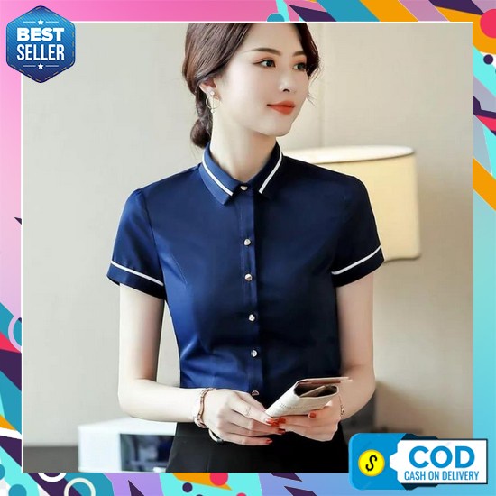 Kemeja Wanita Original Elegan Simple 2021 2022 Kekinian Terbaru Premiu Erivesion Baju Wanita Kemeja 