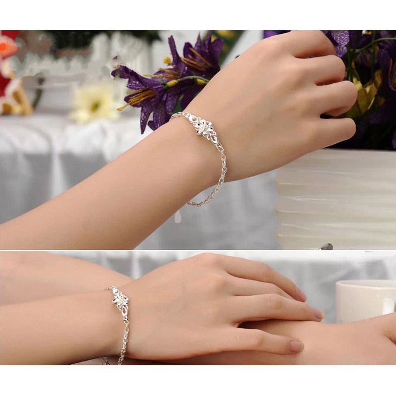 Gelang Desain Butterfly Love Flower Bauhinia Bahan Stainless Steel 925 Gaya Korea Untuk Wanita