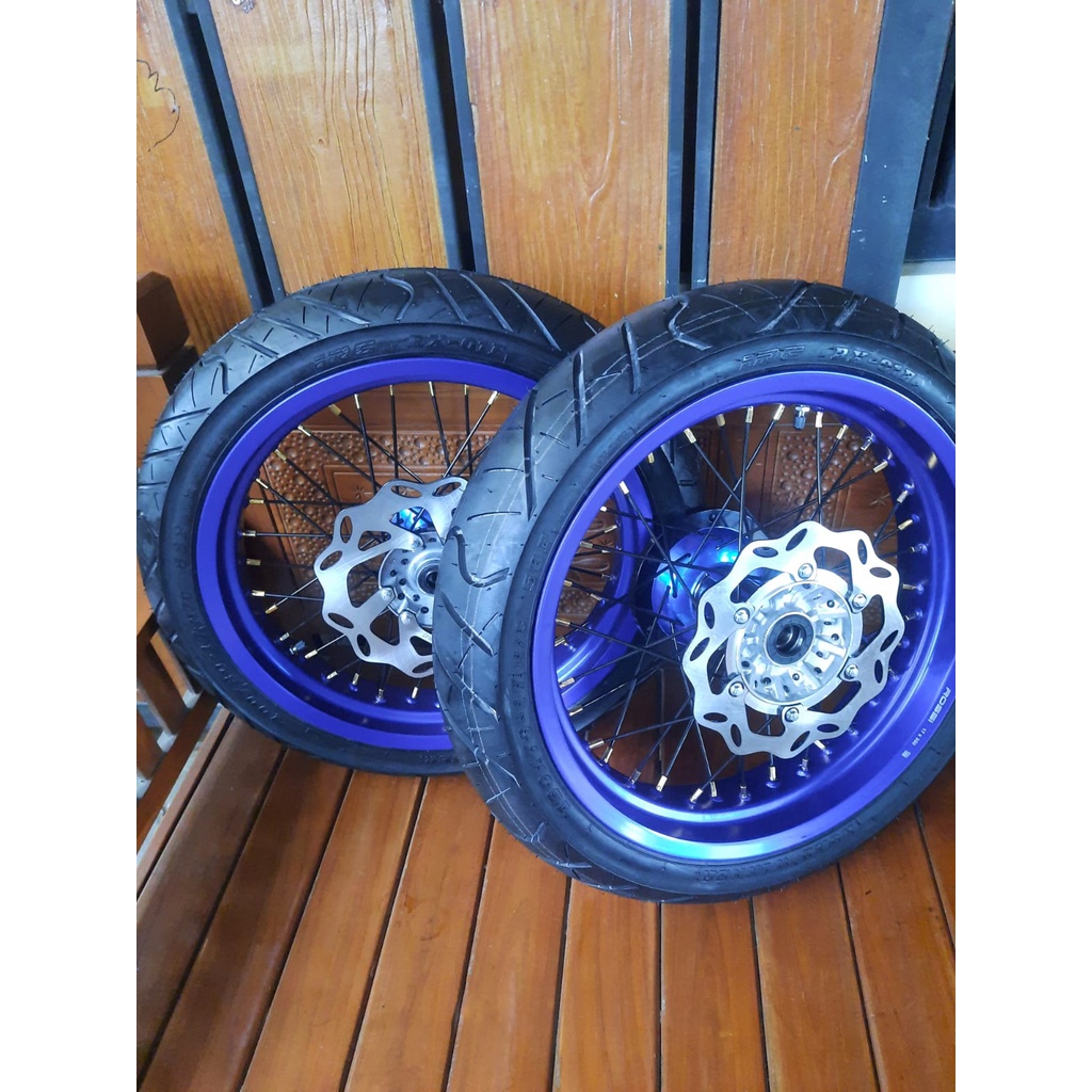 VELG SET SUPERMOTO YAMAHA WR155 BAN SET SUPERMOTO WR 155 FULL SET FREE DISC