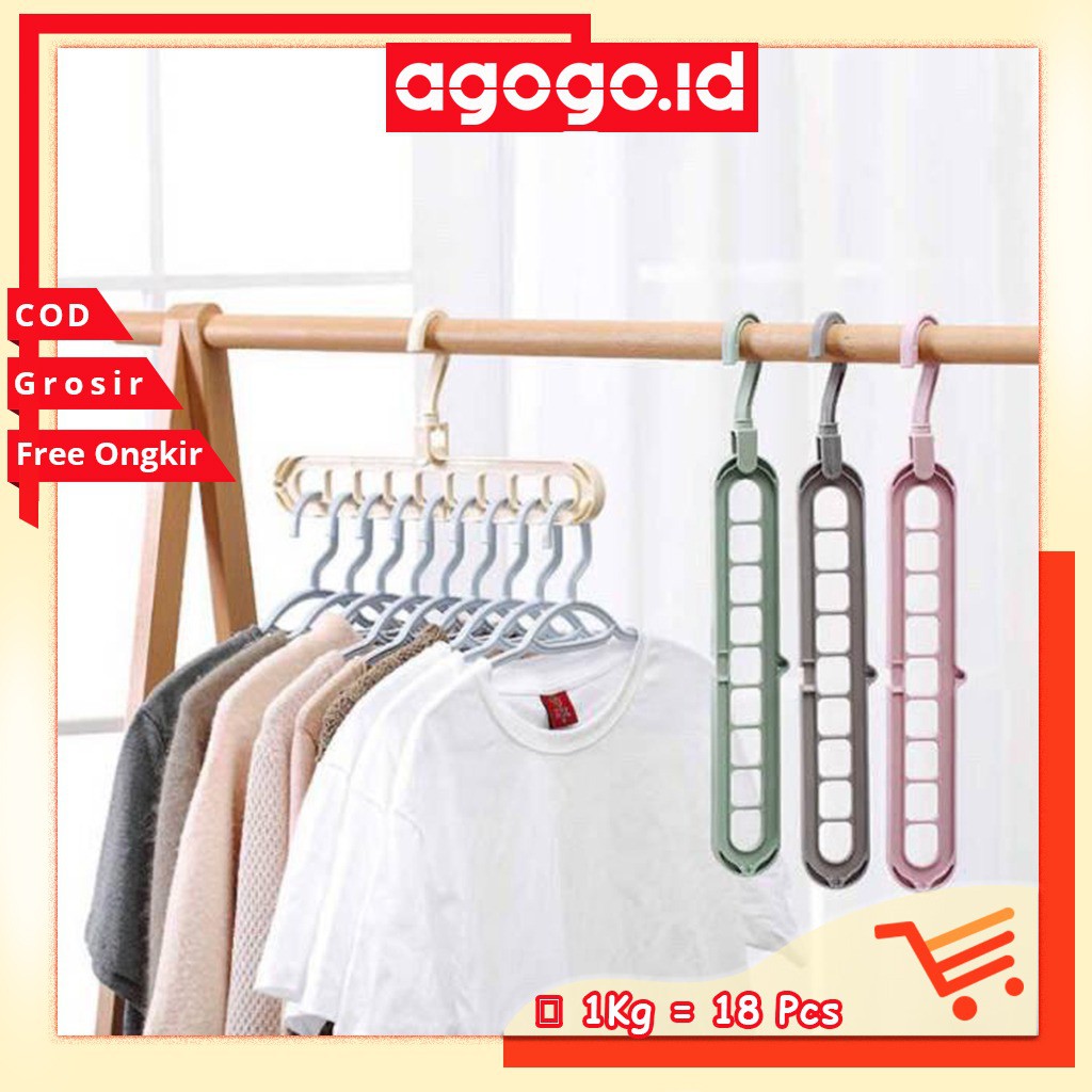 AGG-225 Gantungan Baju / Magic Hanger / Gantungan Ajaib Multifungsi Dapat Dilipat dengan 9 Lubang