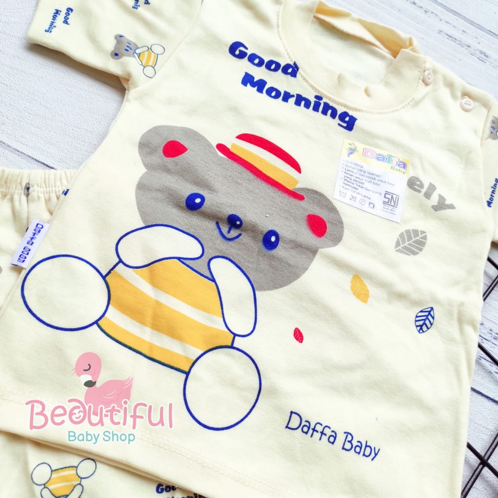 PREMIUM Setelan Baju Bayi Lengan Pendek Celana Pendek SNI / Kaos Oblong Bayi / Setelan Harian Bayi Merk Daffa / Baby.ou