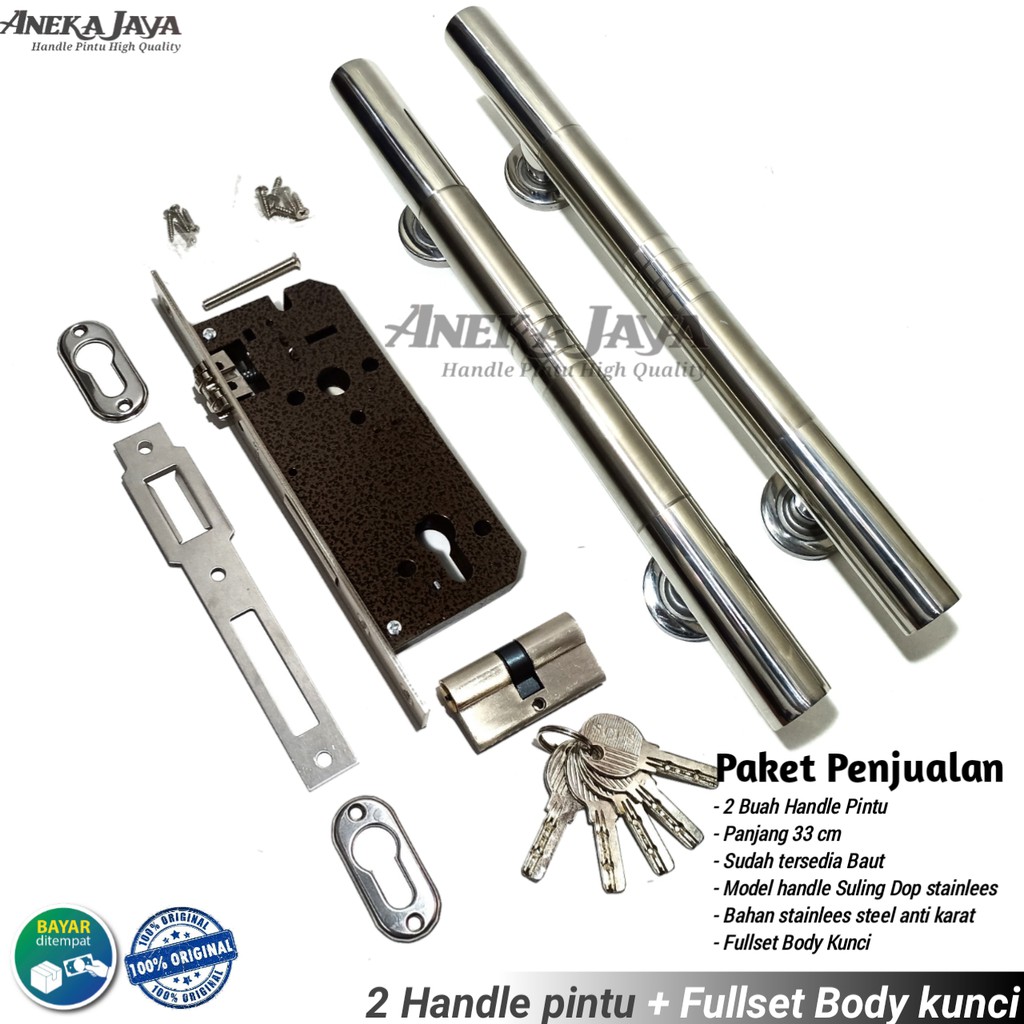 Satu set handle kunci pintu rumah 33 cm murah minimalis tarikan pintu pull stainless gagang pintu