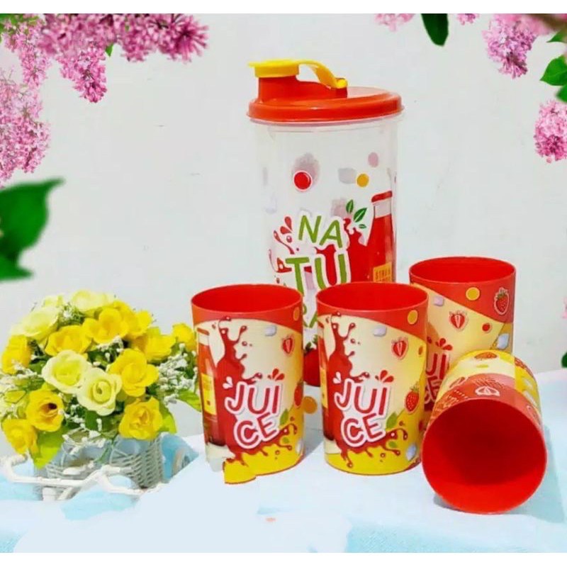 Teko Biggy Cluny Set 1.2L serbaguna BPA Free / Teko Air Minum 1.2L / Gelas Plastik / Botol Tempat Air Minyak / Cool pot