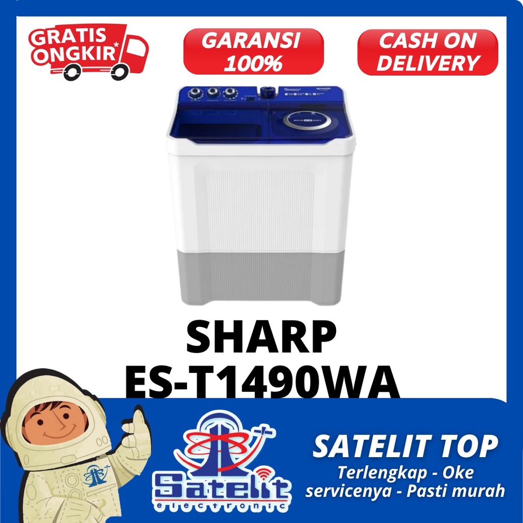 MESIN CUCI / WASHING MACHINE / ALAT CUCI PAKAIAN 2 TABUNG SHARP EST1490WA