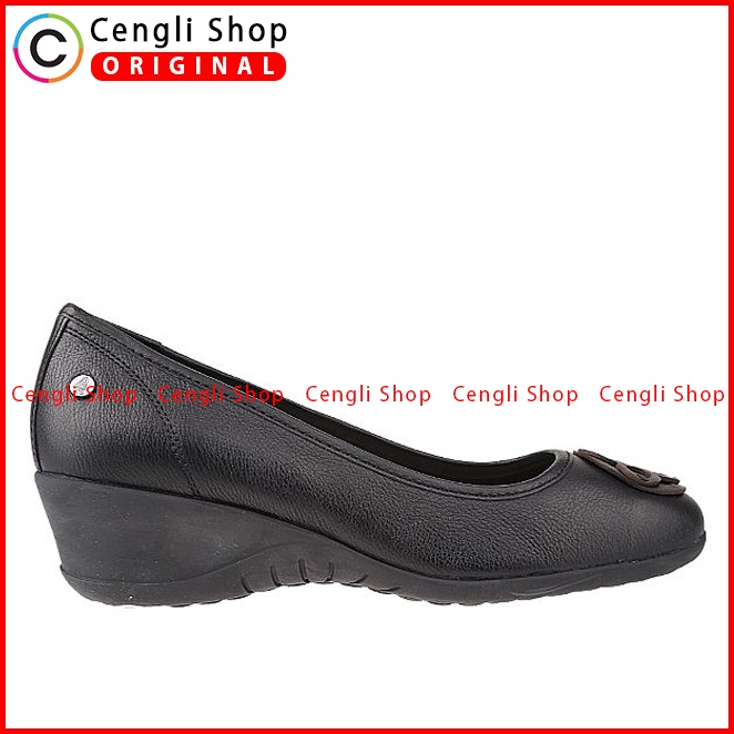 SEPATU WEDGES KULIT HUSH PUPPIES WANITA ORIGINAL TERBARU HITAM HW11