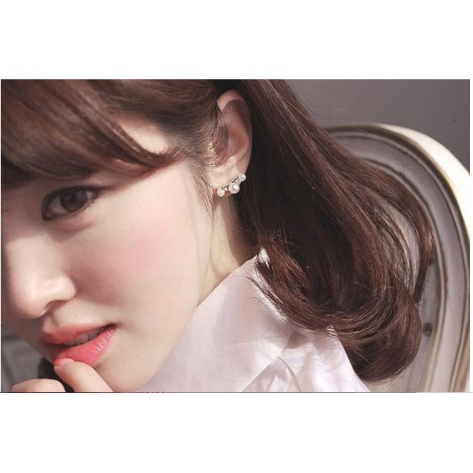 OILA anting mutiara deret 3 Pearl Studs Diamond Earrings  jan095 (1G3)