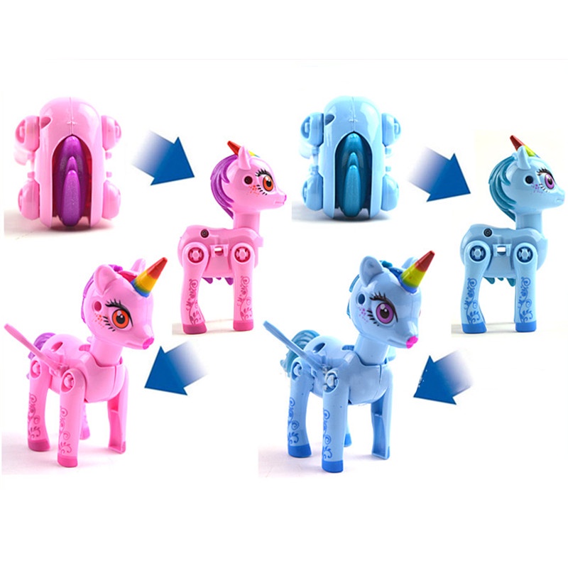 1pc / 4PCS Mainan Action Figure Anime Unicorn Berubah Bentuk Bahan PVC Untuk Anak Perempuan