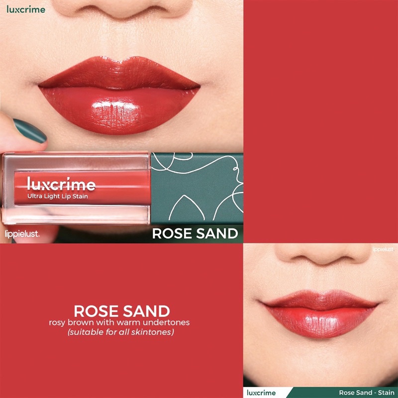 LUXCRIME - Ultra Light Lip Stain BPOM (Glasstonberry | Flamingo | Rose Sand | Apricot | Amber)