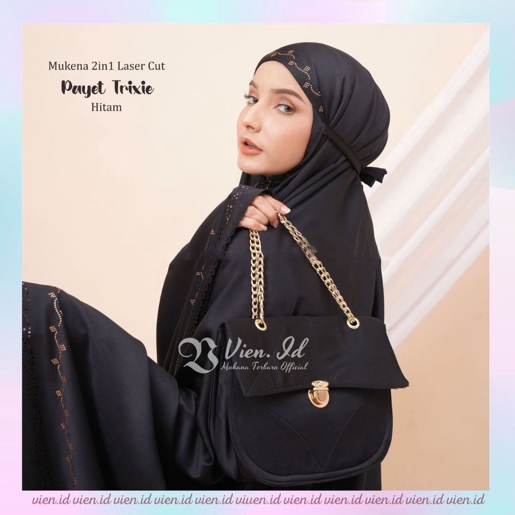 vien.id - mukena dewasa adem 2in 1terbaru satin silk polos warna putih hitam lavender lilac jumbo mu