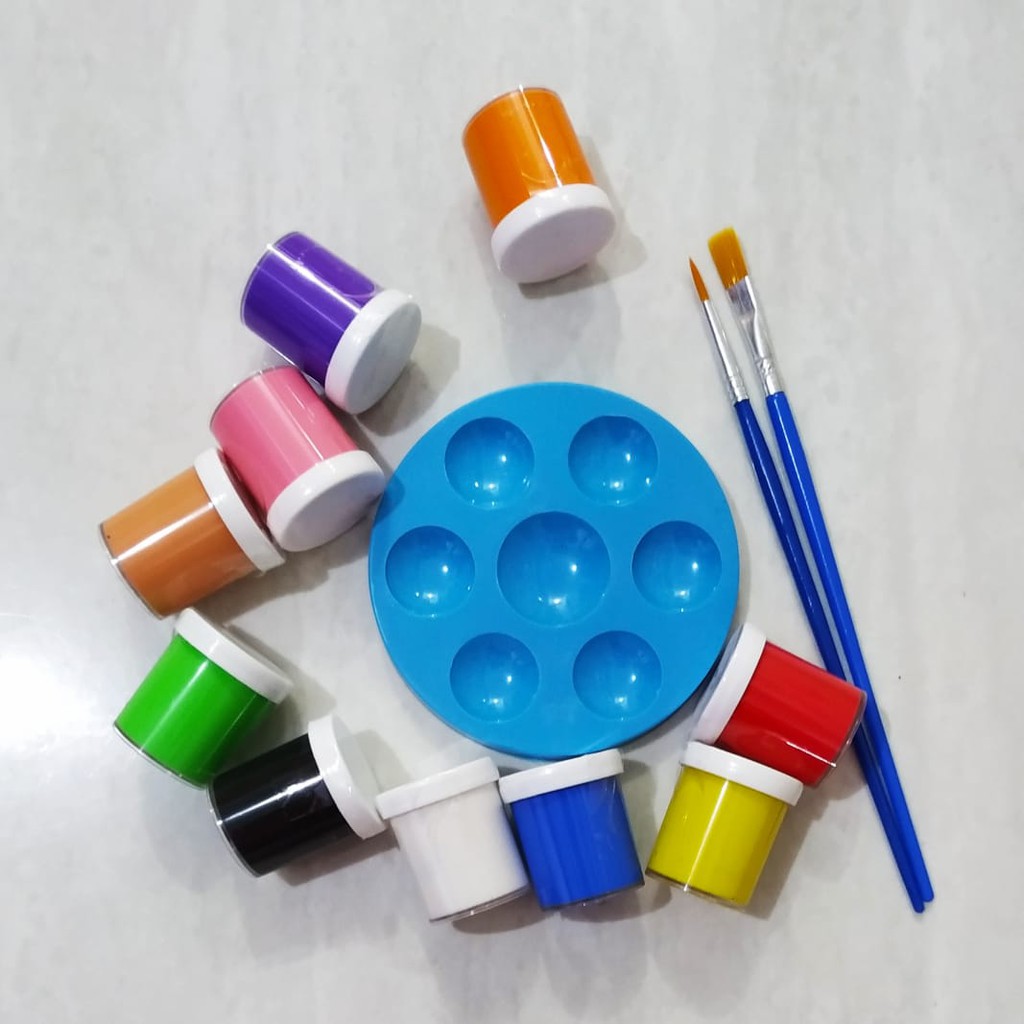 

paket cat lukis kuas palet set water color paint brush pallete air primer melukis anak kit akrilik