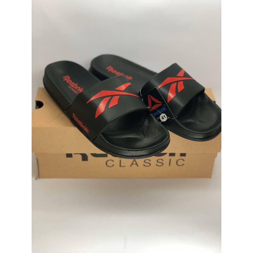 Sendal Reebok Classic Pria Black list Red Made in vietnam BNIB SANDAL PRIA SANDAL REEBOK MURAH