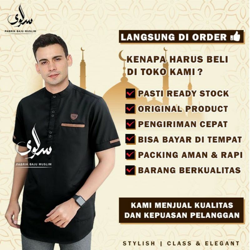 Baju Koko Kurta Desawa Raffi Ahmad Lengan Pendek Modern Gus Azmi Exclusive