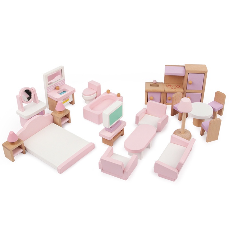 [BIG SALE] Small Furniture Wooden Kids Girls Toys Set Doll House Pretend Play Mainan Anak Cewek Rumah Boneka