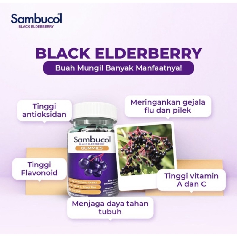 Sambucol black elderberry gummies botol 50 pcs ( vitamin kesehatan anak )