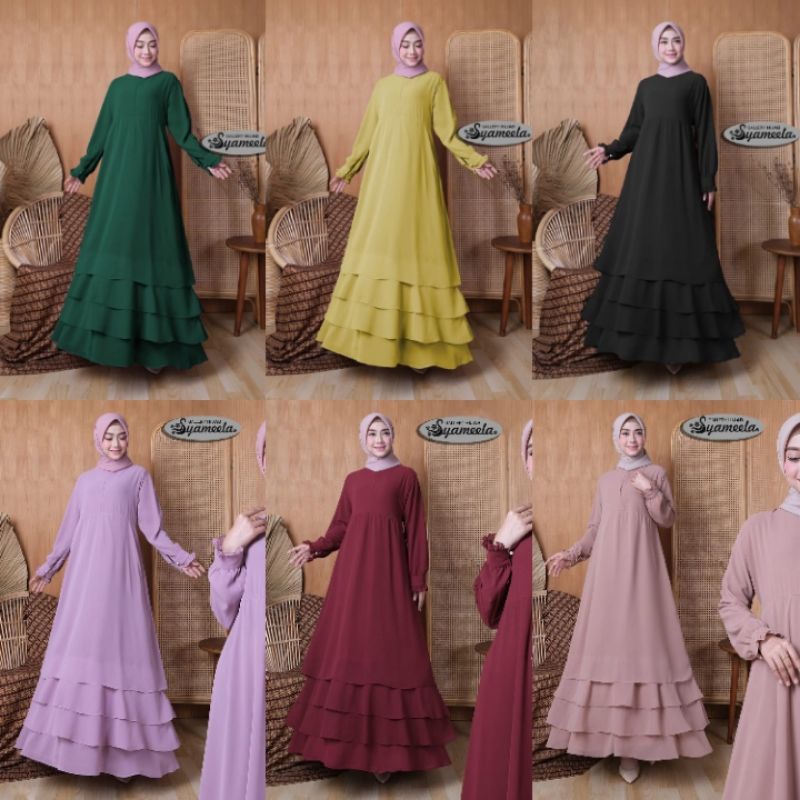 BAJU GAMIS PUTIH CERUTI POLOS / GAMIS POLOS CERUTY BABYDOLL / GAMIS PESTA SYARI