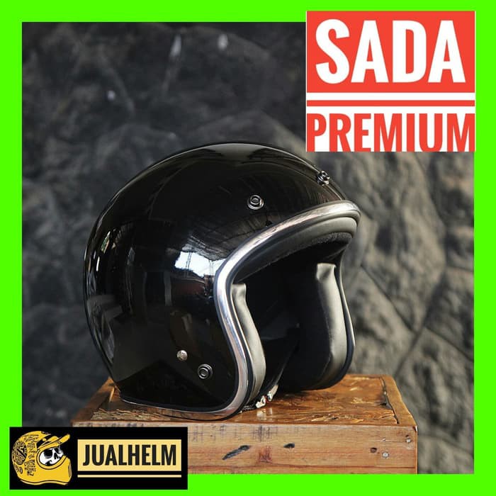 Helm Retro SADA Jitsu Black  ( Helm Classic / Helm Klasik / Helm Vespa / Helm Bogo )